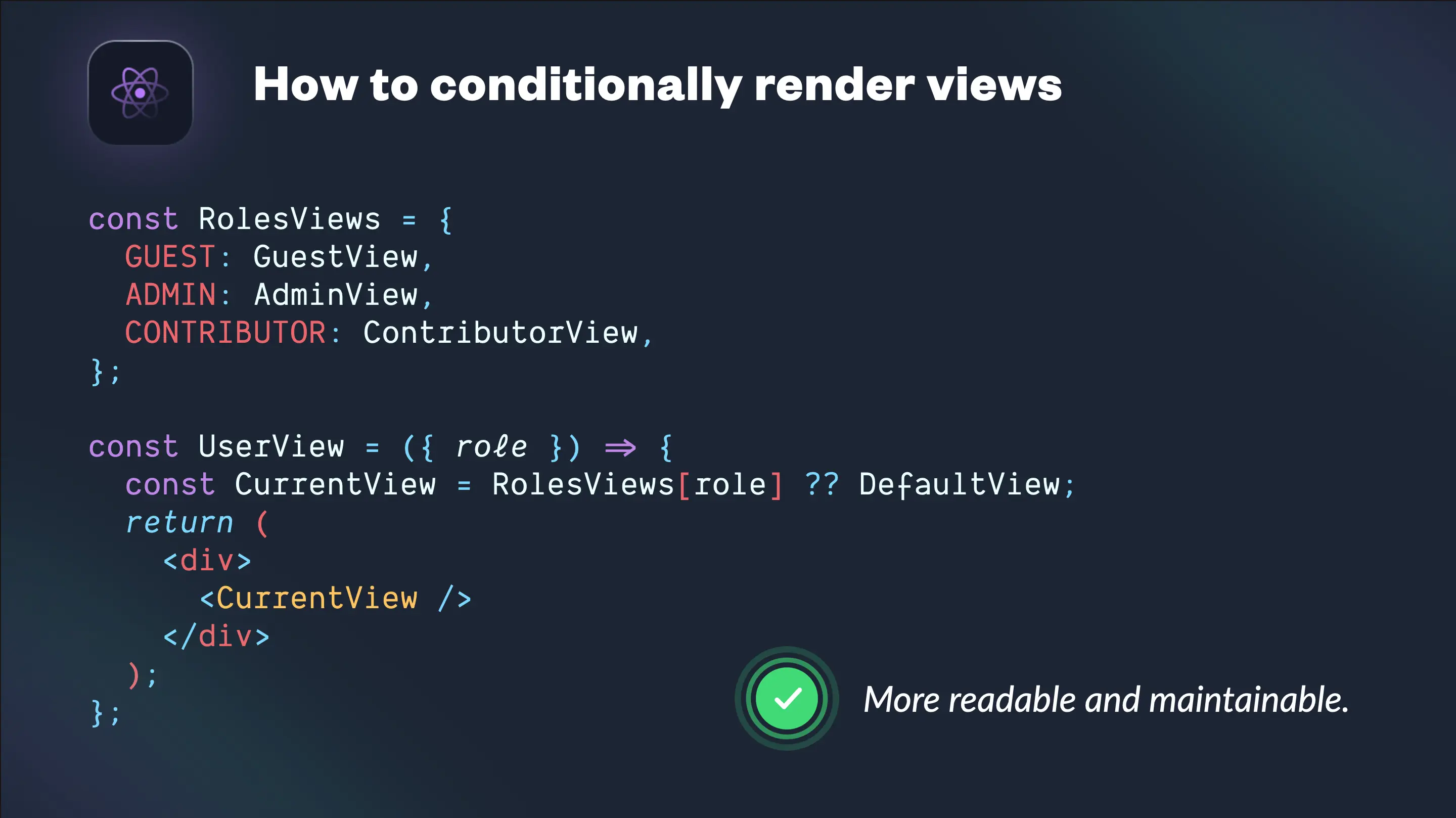 How to conditionally render views in React?