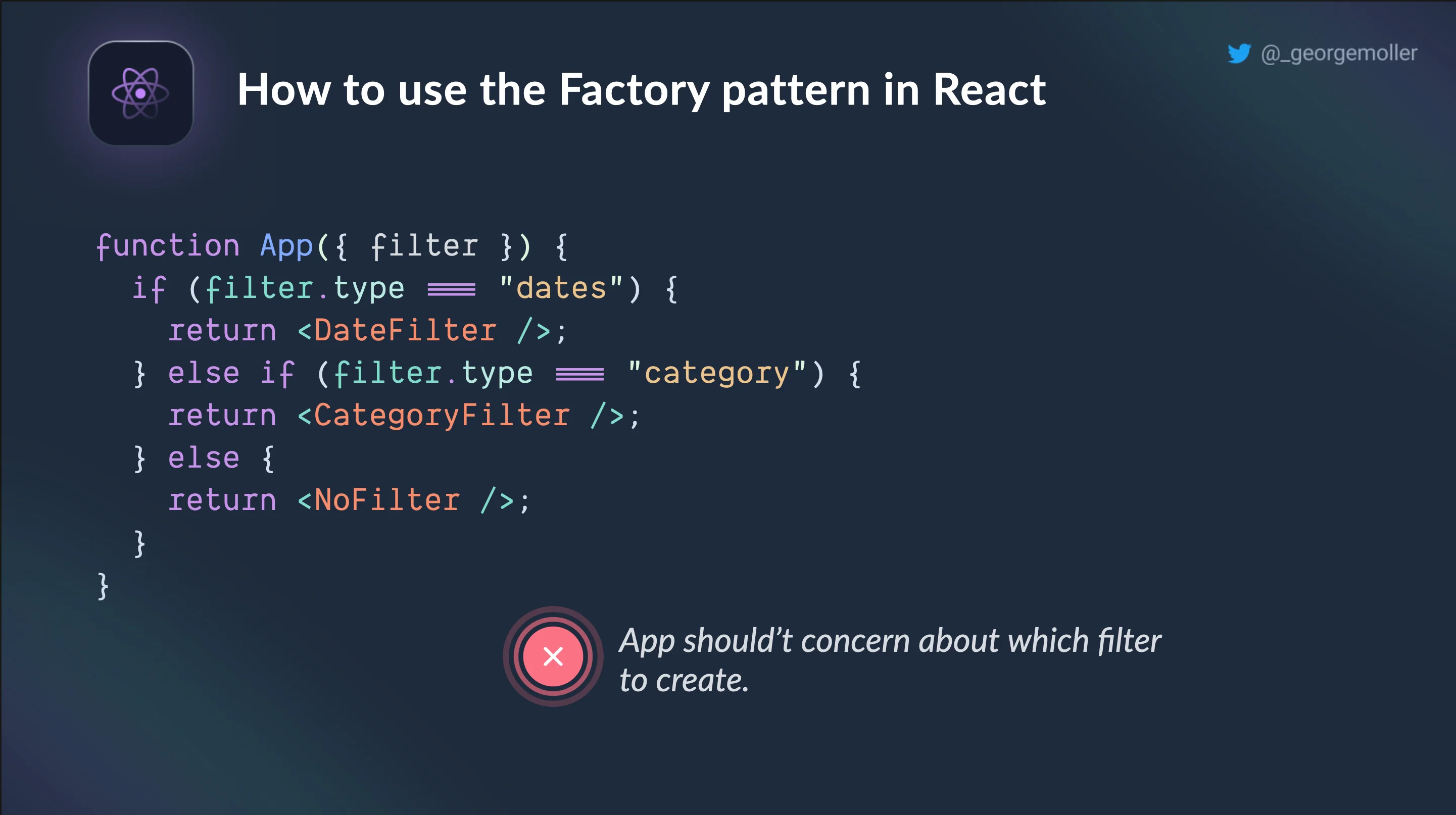 How to use the factory pattern in React?